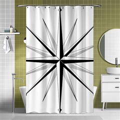 Compase Star Rose Black White Shower Curtain 48  X 72  (small)  by Mariart