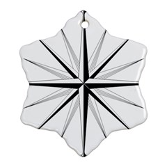 Compase Star Rose Black White Ornament (snowflake) by Mariart