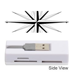 Compase Star Rose Black White Memory Card Reader (stick)  by Mariart