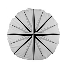 Compase Star Rose Black White Standard 15  Premium Round Cushions by Mariart