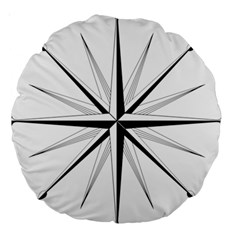 Compase Star Rose Black White Large 18  Premium Round Cushions by Mariart