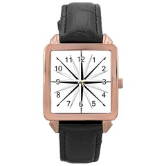 Compase Star Rose Black White Rose Gold Leather Watch  by Mariart