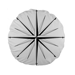 Compase Star Rose Black White Standard 15  Premium Flano Round Cushions by Mariart