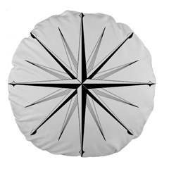 Compase Star Rose Black White Large 18  Premium Flano Round Cushions by Mariart