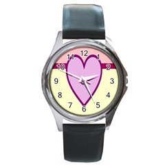 Cute Gender Gendercute Flags Love Heart Line Valentine Round Metal Watch