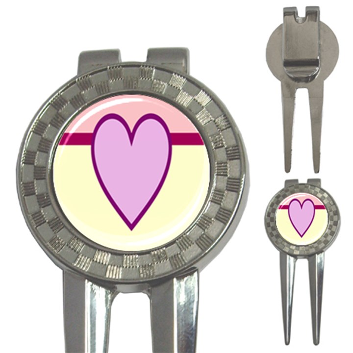 Cute Gender Gendercute Flags Love Heart Line Valentine 3-in-1 Golf Divots