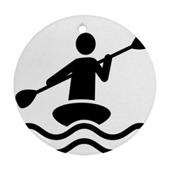 Cropped Kayak Graphic Race Paddle Black Water Sea Wave Beach Ornament (round) by Mariart