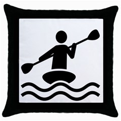 Cropped Kayak Graphic Race Paddle Black Water Sea Wave Beach Throw Pillow Case (black) by Mariart