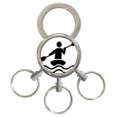 Cropped Kayak Graphic Race Paddle Black Water Sea Wave Beach 3-ring Key Chains