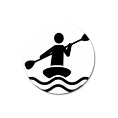 Cropped Kayak Graphic Race Paddle Black Water Sea Wave Beach Magnet 3  (round) by Mariart