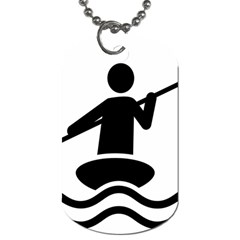 Cropped Kayak Graphic Race Paddle Black Water Sea Wave Beach Dog Tag (one Side) by Mariart