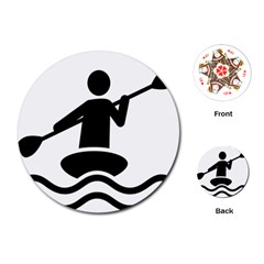 Cropped Kayak Graphic Race Paddle Black Water Sea Wave Beach Playing Cards (round)  by Mariart