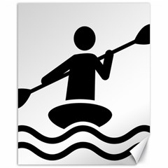 Cropped Kayak Graphic Race Paddle Black Water Sea Wave Beach Canvas 16  X 20   by Mariart