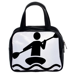 Cropped Kayak Graphic Race Paddle Black Water Sea Wave Beach Classic Handbags (2 Sides) by Mariart