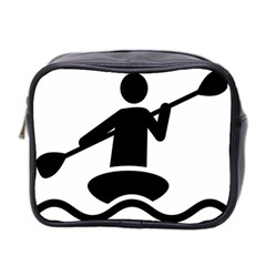 Cropped Kayak Graphic Race Paddle Black Water Sea Wave Beach Mini Toiletries Bag 2-side