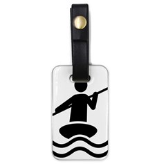 Cropped Kayak Graphic Race Paddle Black Water Sea Wave Beach Luggage Tags (one Side)  by Mariart