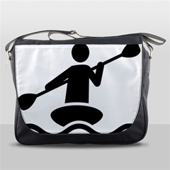 Cropped Kayak Graphic Race Paddle Black Water Sea Wave Beach Messenger Bags by Mariart