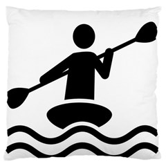 Cropped Kayak Graphic Race Paddle Black Water Sea Wave Beach Large Cushion Case (one Side) by Mariart