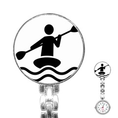 Cropped Kayak Graphic Race Paddle Black Water Sea Wave Beach Stainless Steel Nurses Watch by Mariart