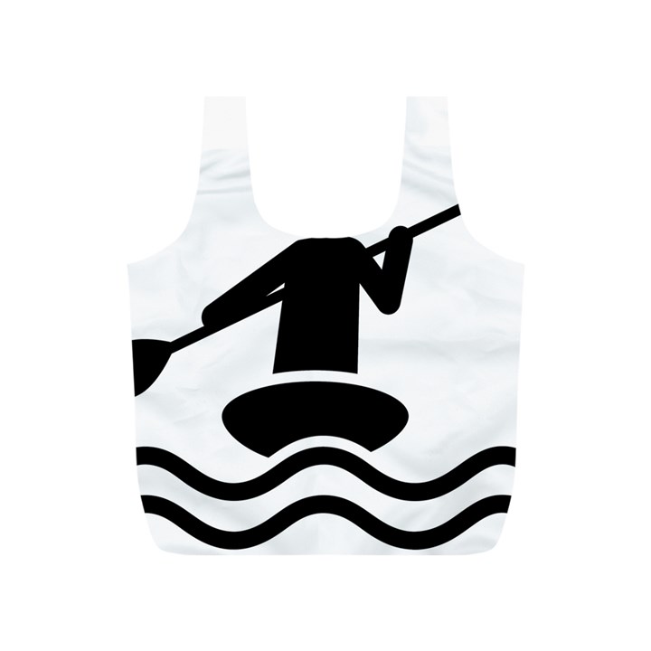 Cropped Kayak Graphic Race Paddle Black Water Sea Wave Beach Full Print Recycle Bags (S) 