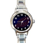 Contigender Flags Star Polka Space Blue Sky Black Brown Round Italian Charm Watch Front