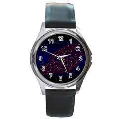 Contigender Flags Star Polka Space Blue Sky Black Brown Round Metal Watch