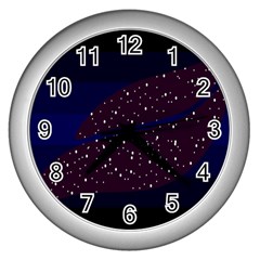 Contigender Flags Star Polka Space Blue Sky Black Brown Wall Clocks (silver) 