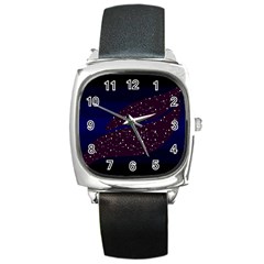 Contigender Flags Star Polka Space Blue Sky Black Brown Square Metal Watch