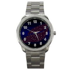 Contigender Flags Star Polka Space Blue Sky Black Brown Sport Metal Watch by Mariart