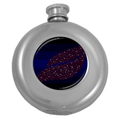 Contigender Flags Star Polka Space Blue Sky Black Brown Round Hip Flask (5 Oz) by Mariart