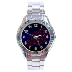 Contigender Flags Star Polka Space Blue Sky Black Brown Stainless Steel Analogue Watch by Mariart