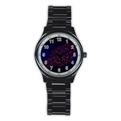 Contigender Flags Star Polka Space Blue Sky Black Brown Stainless Steel Round Watch by Mariart