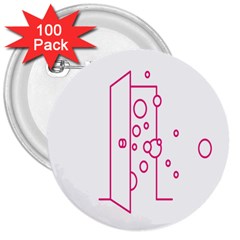 Deep Clean Bubbel Door Pink Polka Circle 3  Buttons (100 Pack)  by Mariart