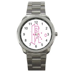 Deep Clean Bubbel Door Pink Polka Circle Sport Metal Watch by Mariart