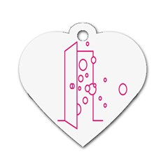 Deep Clean Bubbel Door Pink Polka Circle Dog Tag Heart (one Side) by Mariart