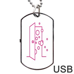 Deep Clean Bubbel Door Pink Polka Circle Dog Tag Usb Flash (two Sides) by Mariart