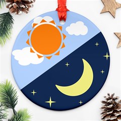 Day Night Moon Stars Cloud Stars Ornament (round) by Mariart