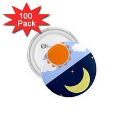 Day Night Moon Stars Cloud Stars 1 75  Buttons (100 Pack) 