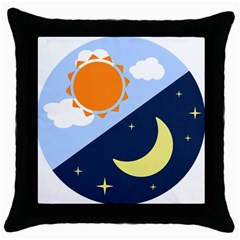 Day Night Moon Stars Cloud Stars Throw Pillow Case (black) by Mariart