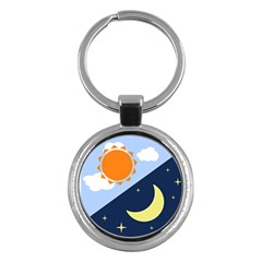 Day Night Moon Stars Cloud Stars Key Chains (round)  by Mariart