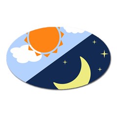 Day Night Moon Stars Cloud Stars Oval Magnet