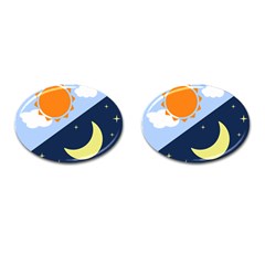 Day Night Moon Stars Cloud Stars Cufflinks (oval) by Mariart