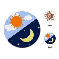 Day Night Moon Stars Cloud Stars Playing Cards (round) 