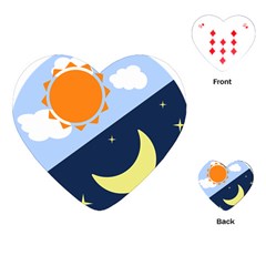 Day Night Moon Stars Cloud Stars Playing Cards (heart)  by Mariart