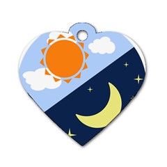 Day Night Moon Stars Cloud Stars Dog Tag Heart (one Side) by Mariart