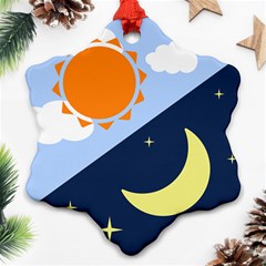 Day Night Moon Stars Cloud Stars Ornament (snowflake)