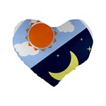 Day Night Moon Stars Cloud Stars Standard 16  Premium Heart Shape Cushions Front