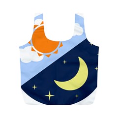 Day Night Moon Stars Cloud Stars Full Print Recycle Bags (m)  by Mariart