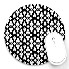 Dark Horse Playing Card Black White Round Mousepads