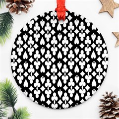 Dark Horse Playing Card Black White Ornament (round) by Mariart